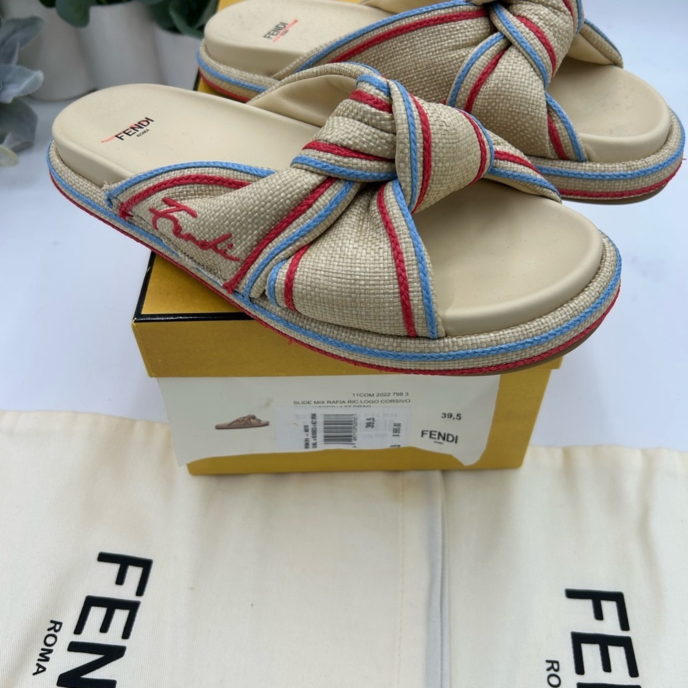 Women's Fendi KNOT cursive sandals size 39.5 made in Italy - Picture 2 of 10